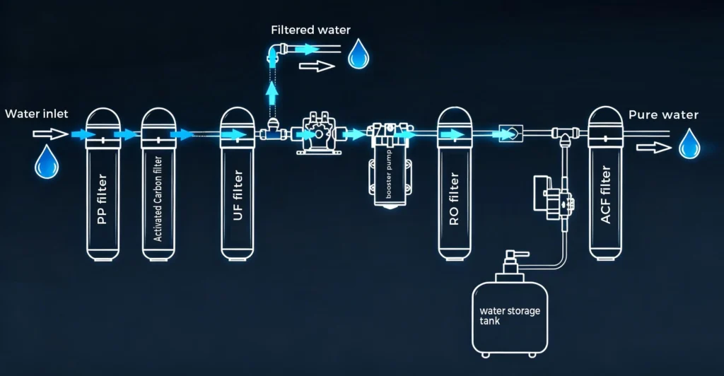 RO post ACF filter for water filtration system