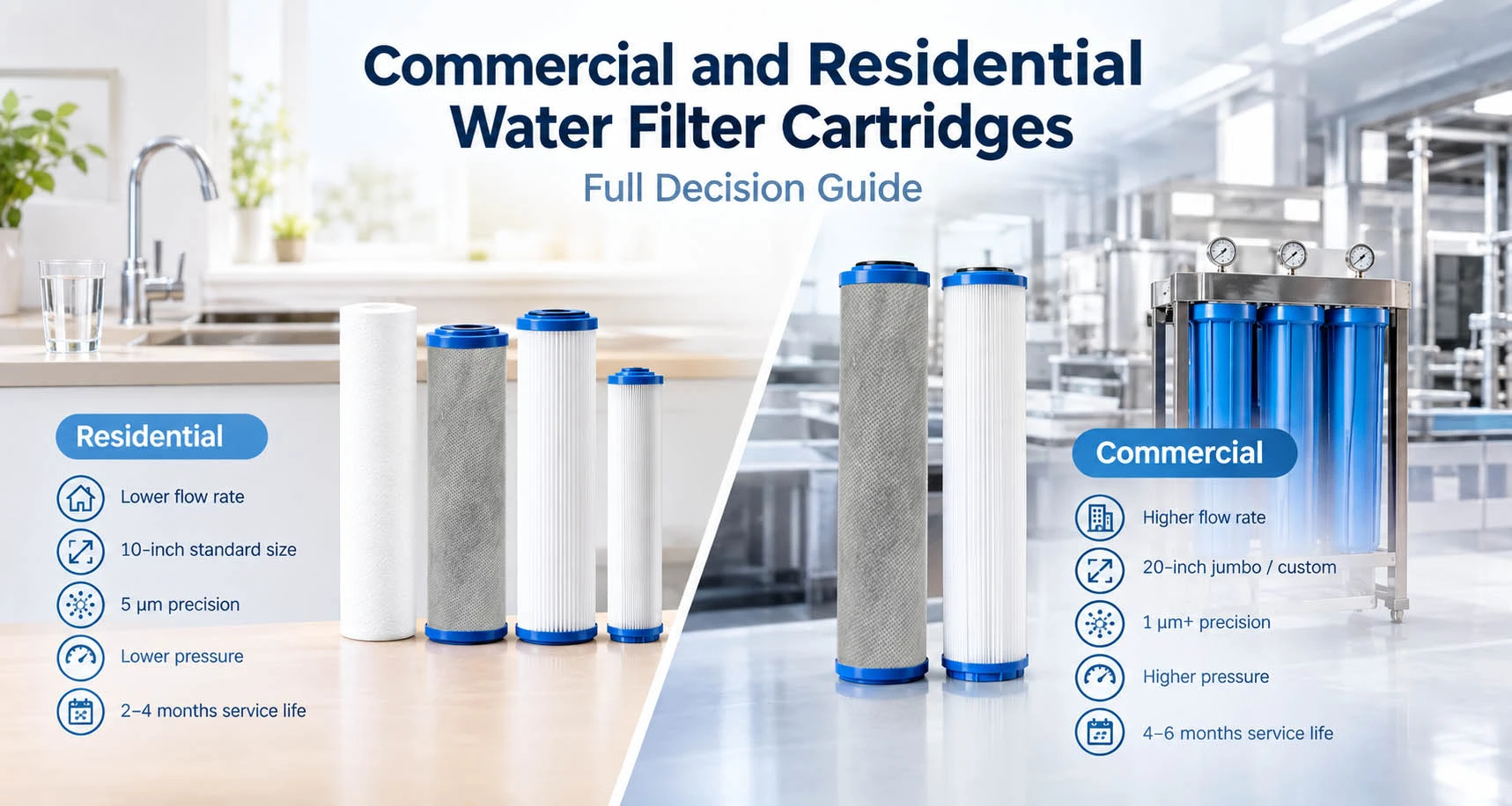 commercial and residential water filter cartridges